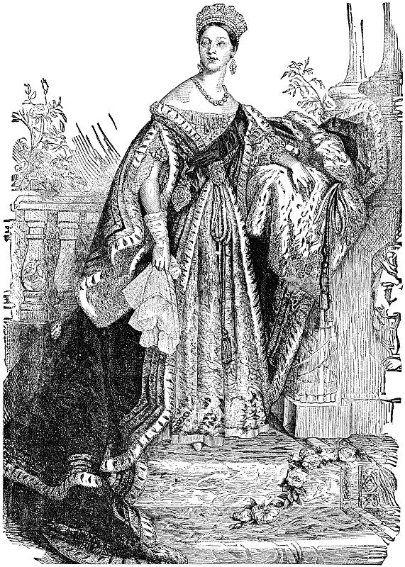 维多利亚女王穿着长袍的画像，由阿尔弗雷德・爱德华・夏隆创作- 19世纪